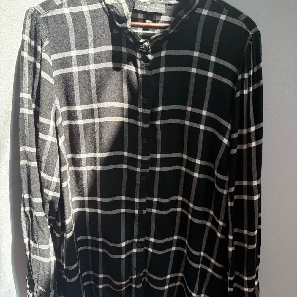 Lane Bryant Black and White Plaid Blouse size 20